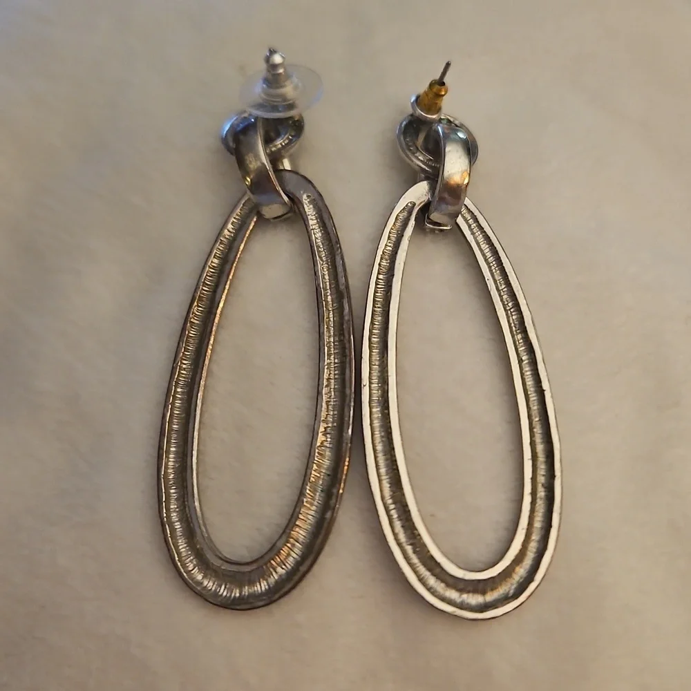 Vintage 1980s Long Doorknocker Hoop Statement Earrings